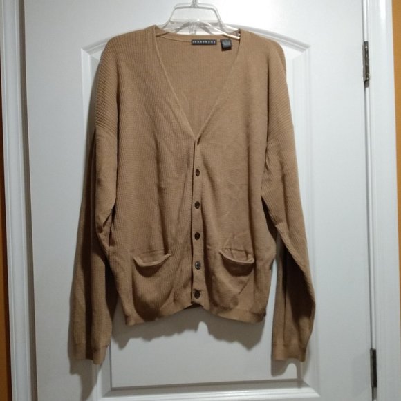 Comfy Tan Buttoned Sweater Cardigan with Pockets - Picture 1 of 4